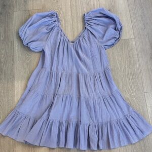 Rebecca Taylor Lavender Puff-Sleeve Mini Dress